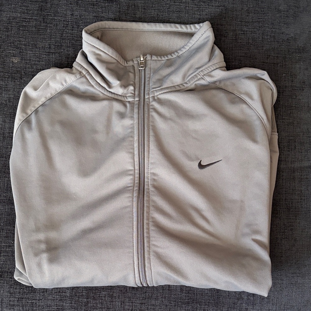 Nike Light Gray Full-Zip Track Jacket with Swoosh Size XL